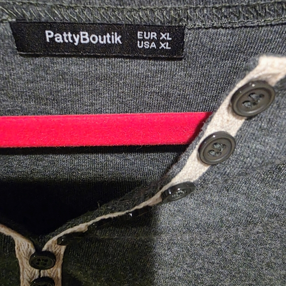 PattyBoutik Gray Long Sleeve Top with Button Accents - Picture 3 of 5